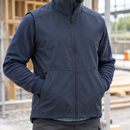 Windproof Soft Shell Work Vest with High Collar - Navy (view 2)
