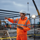 Dark Gray Professional Hi-Vis Zipped Hoodie - Orange - Heavy Duty Fleece Fabric