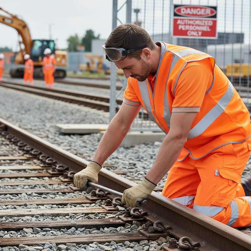 Rosy Brown High-Visibility Polyester Safety Vest - Orange for Rail Use