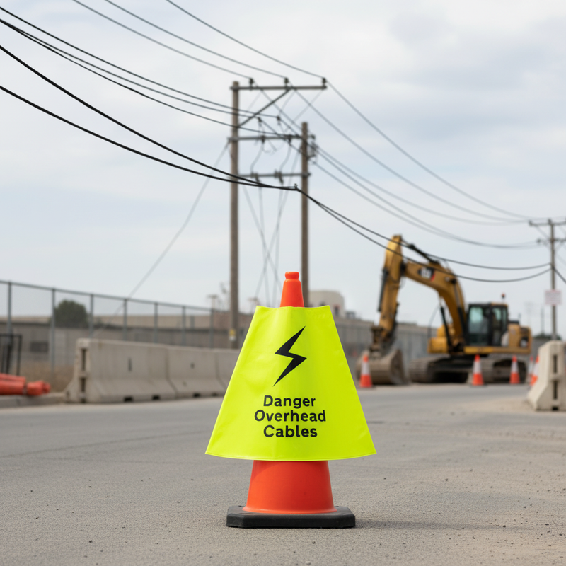 Light Gray Premium Replacement Danger Overhead Cables Cone Sleeve - 750mm & 1000mm