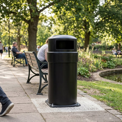 84 Litre Circular Closed Top Litter Bin – MDPE Polyethylene