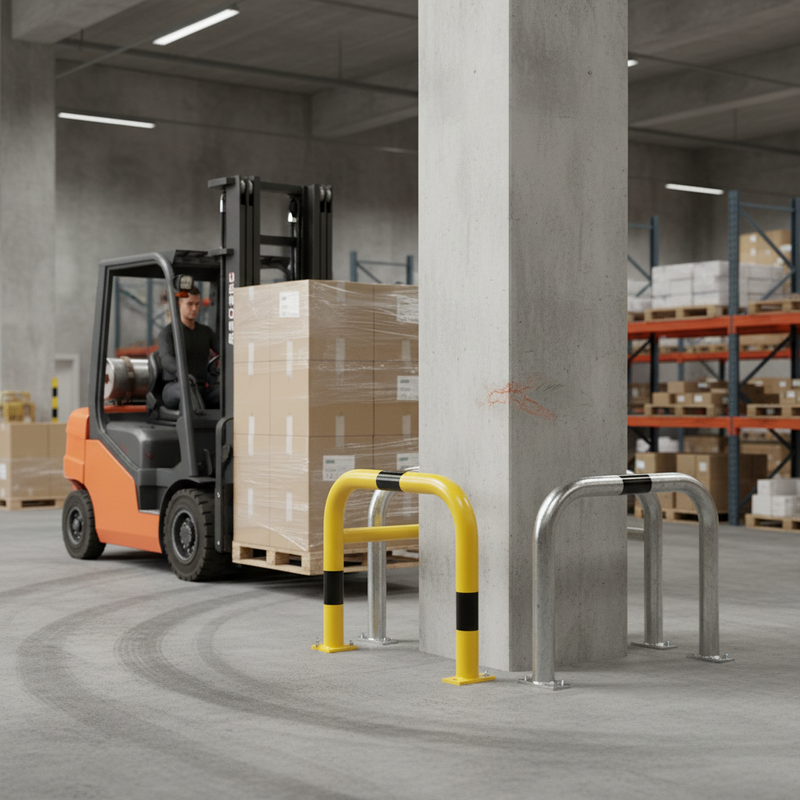 Slate Gray Impact Resistant Heavy Duty Steel Hoop Column Protectors