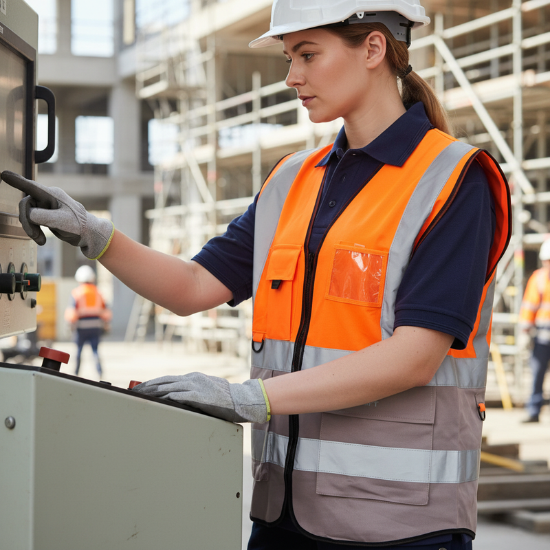 Rosy Brown High-Visibility Two Tone Executive Waistcoat with ID Pocket - Orange/Grey