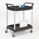 2-Tier Deep Tray Trolley 150kg – Plastic Shelves Aluminium Frame (view 2)