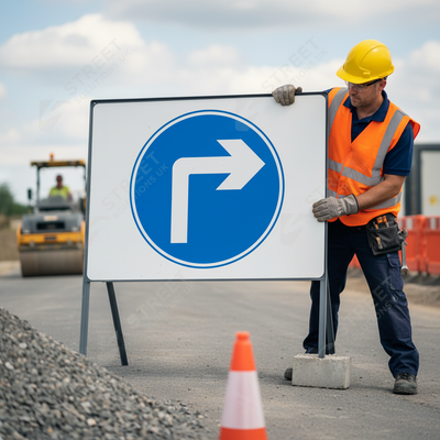 Premium Right Turn Ahead Metal Sign Face - 750mm
