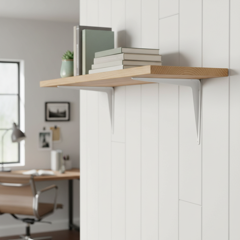 Light Gray Premium White Heavy Duty Shelving Brackets - Strong & Durable