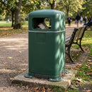 100 litre outdoor rubbish bin with hooded top