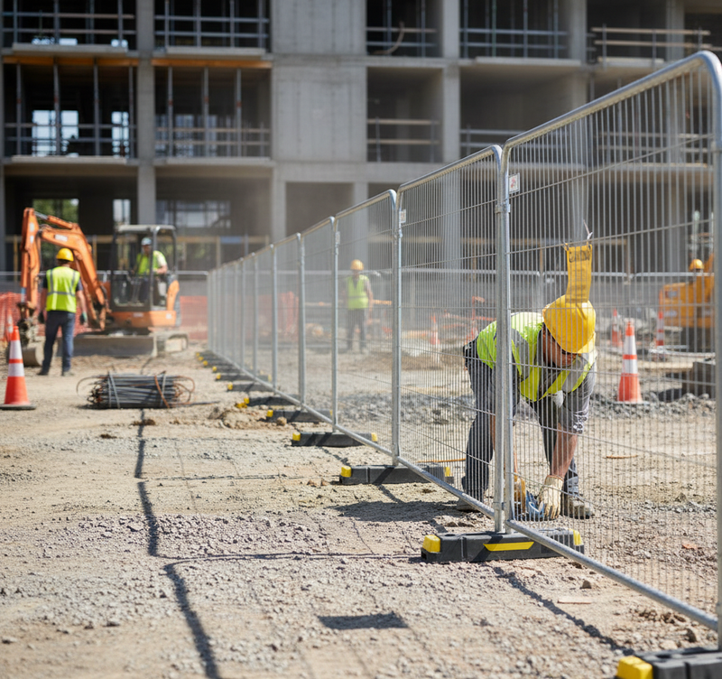 Light Slate Gray 50 x Round Top Heavy Duty Temporary Fencing Panels for Events