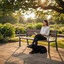 Dark Olive Green Premium Recycled Plastic Bench with Steel Frame and 5 Slats