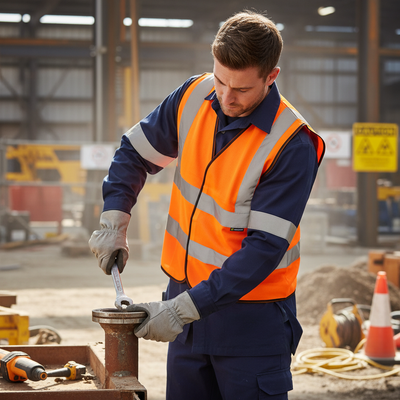 High-Visibility Polyester Waistcoat/Vest - Orange for Safety