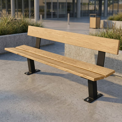 2000mm Pagoda Bench with Steel Frame and Hardwood Seat