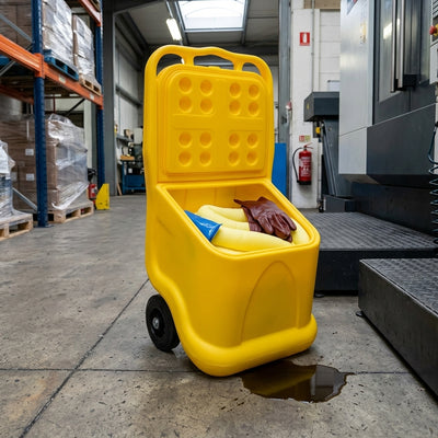 Wheeled Spill Kit Trolley 75L Pre-Filled Absorbent Mobile Unit