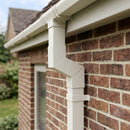 Flush Joint Aluminium Downpipe Bend 72x72mm — RAL 9016 / 112.5 Degrees (in use)