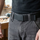Durable Work Belt with Rubber-Coated Metal Buckle - Black