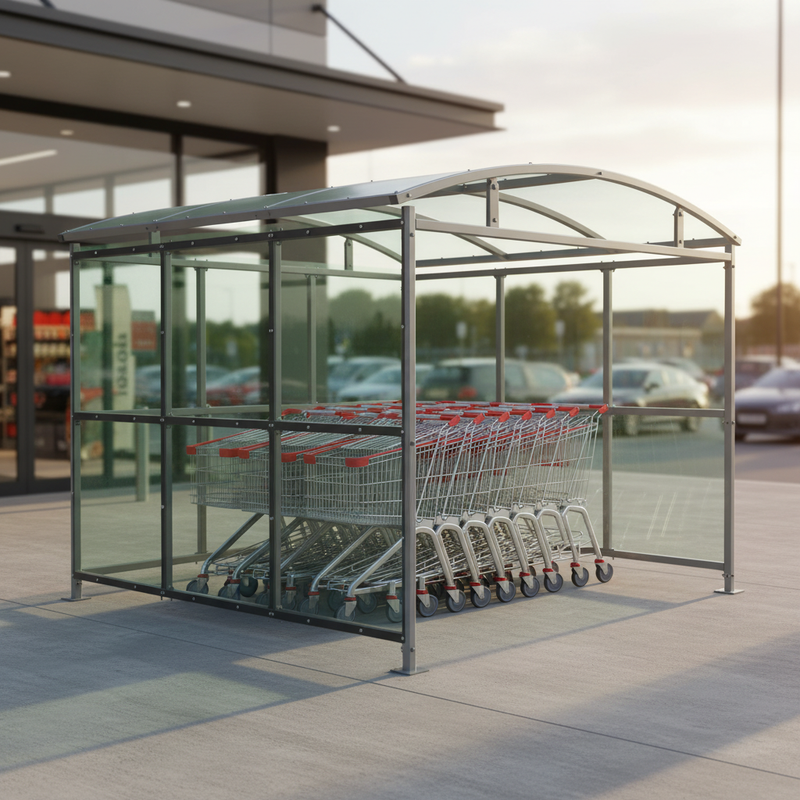 Slate Gray Premium Trolley Shelter with Clear PETG Cladding - Modular Design