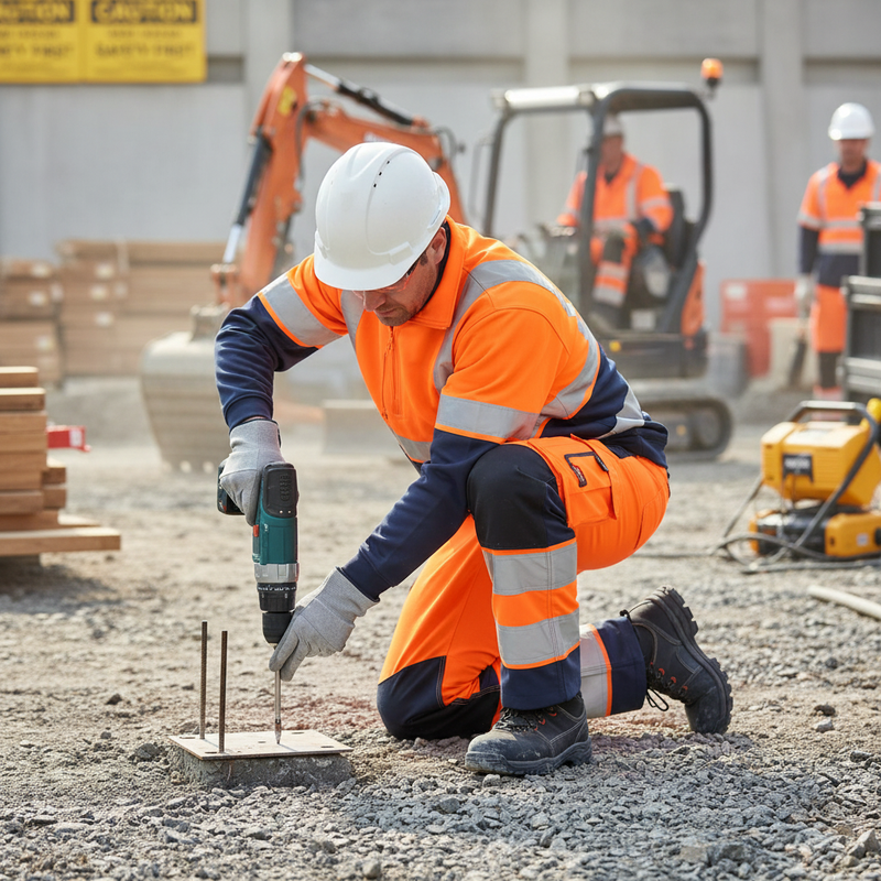 Dark Gray High-Performance Two Tone Hi-Vis Trousers - Orange and Navy