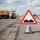 Dark Gray 750mm Triangle Cone Sign for Uneven Road Warning - Single Cone
