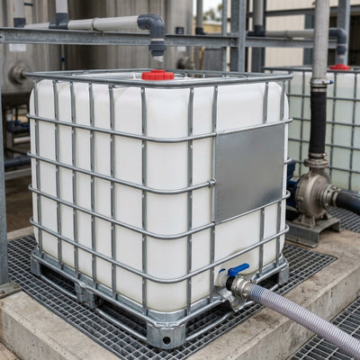 1000 litre Reconditioned Opaque White IBC – Steel Pallet, Grade A