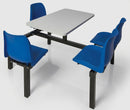 4-seater canteen dining unit with polypropylene seats, grey top (view 2)