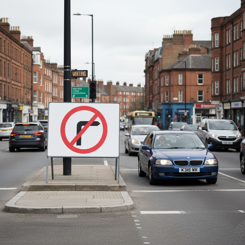 Slate Gray Heavy Duty No Right Turn Metal Sign - 750mm Reflective Safety Sign