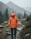 Dark Slate Gray High-Performance Foul Weather Outdoor Jacket - Orange