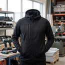 Full Zip Fleece Hoodie with Recycled Polyester - Black
