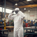 Dark Slate Gray Disposable High-Performance Coverall with 3 Piece Hood - White