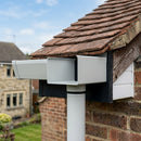 Aluminium Box Gutter Outlet 76mm Dia – 135 x 100mm — RAL 7035 (in use)