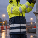 Hi-Vis Yellow/Navy Flame Retardant Waterproof Shell Work Jacket