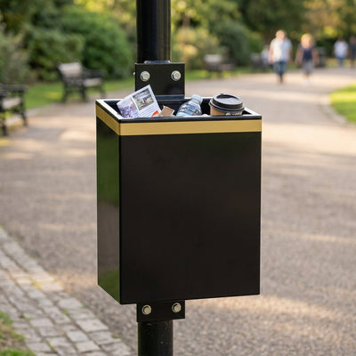 40 litre wall-mounted open-top litter bin, steel