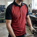 Two-Tone Polo Shirt with Raglan Sleeves - Red/Black (view 2)