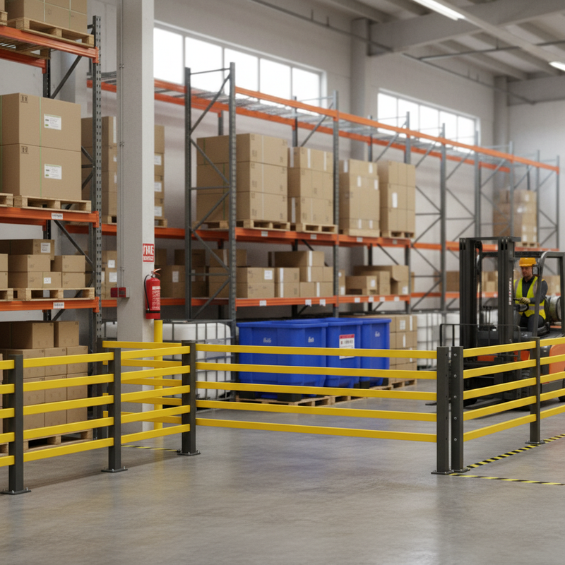 Slate Gray Heavy Duty Impact Protection Railing System - High Visibility Yellow Rails