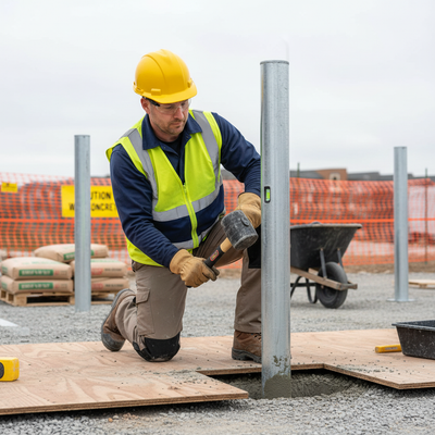 Premium Round Galvanised Steel Bollard - 1000mm Above Ground