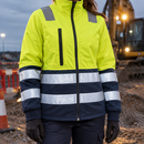 Women's Hi-Vis Class 2 Full Zip Jacket ID Holder Hi-Vis Yellow/Navy