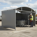 Gray Premium Waiting-Trolley Shelter with Galvanised Cladding 1m - 5m