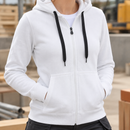 Women's Zip Front Hooded Sweatshirt - White (view 2)