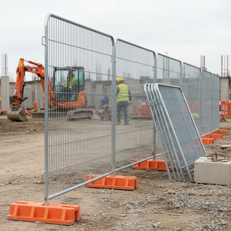 Rosy Brown Heavy Duty Round Top Temporary Fencing Panels for Security and Crowd Control
