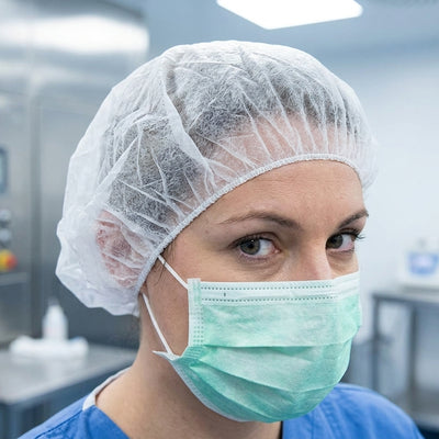 White Disposable Bouffant Hair Nets - 500 Caps (5 Boxes of 100)