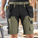 4-Way Stretch Work Shorts Holster Pockets Khaki Green/Black (view 2)