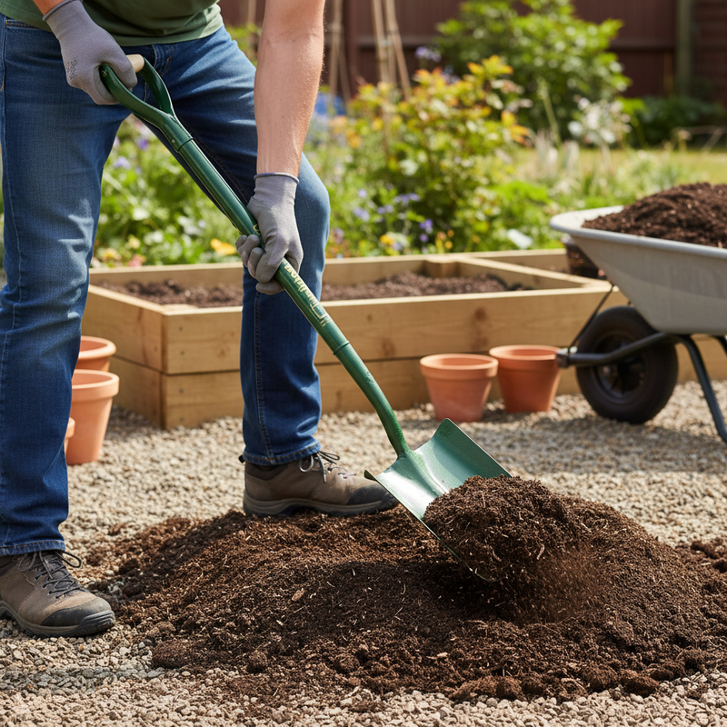 Dark Slate Gray Premium Steel Square Shovel with Softwood Handle - Heavy Duty Construction