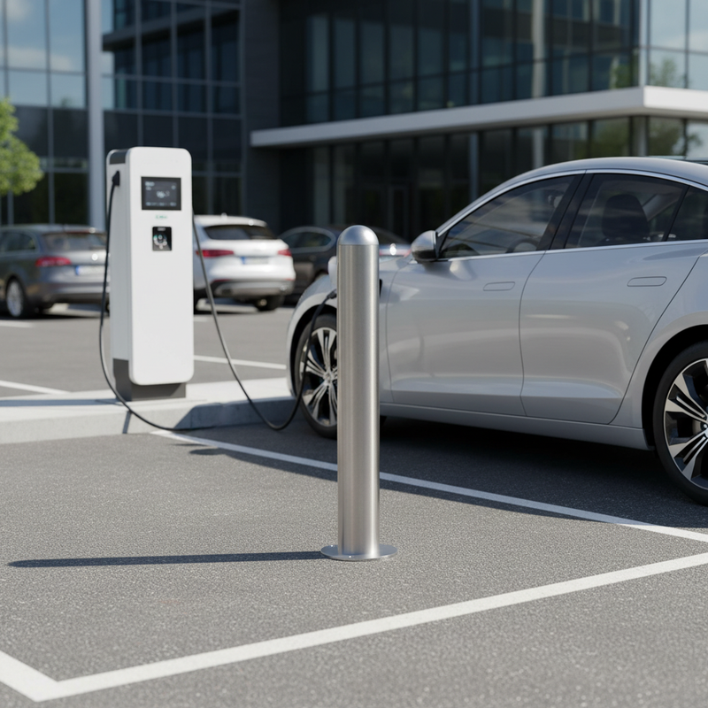 Light Slate Gray Premium EV Charging Point Protection Bollard - Heavy Duty Steel