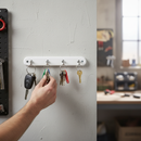 Premium White Wooden Key Tidy with 4 Chrome Hooks for Home Organization and Storage