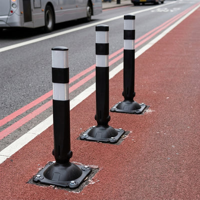 Cycle Lane Separator Bollard, Recycled MDPE, Reflective