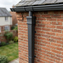 Traditional Downpipe Length 72x72mm x 3m Non-Eared Socket — RAL 7021 (in use)