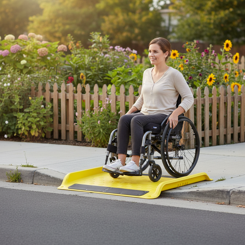 Dim Gray High-Performance Wheelchair Access Ramp - Heavy Duty Kerb Ramp