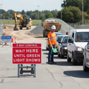 Gray 3-Way Control Wait Here Until Green Light Shows Quick-Fit Sign Face Diagram