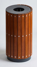 50 Litre Open-Top Hardwood Waste Bin, 450mm Diameter, Steel Frame (view 2)