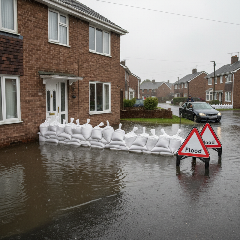 Dim Gray Premium Sand Bags and Flood Traffic Sign Kit - Essential (20 x Bags)