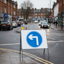 Dim Gray Left Turn Ahead Metal Sign Face - 750mm High-Performance Safety Sign