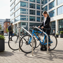 Gray Heavy Duty Tubular Cycle Stand for Secure Bike Parking